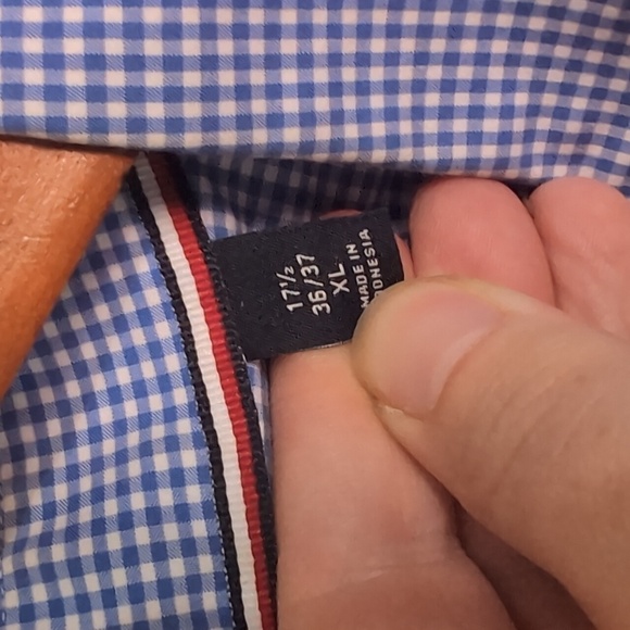 Tommy Hilfiger Blue White Gingham Long Sleeve Button Up Size Extra Large - Picture 3 of 6